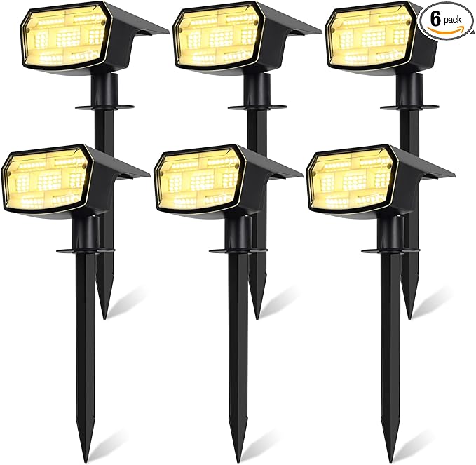 Solar Spot Lights Outdoor, 59 LED Solar Lights Outdoor Waterproof, Outdoor Solar Lights for Yard with 3 Lighting Modes, Landscape Spotlights for Garden Pathway Driveway, Warm White