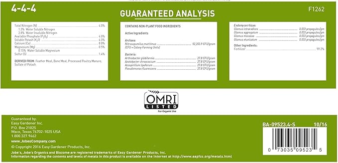 Jobe’s Organics 09526 Organic All Purpose Granular Fertilizer 4-4-4, 4 lb (Тwo Рack)