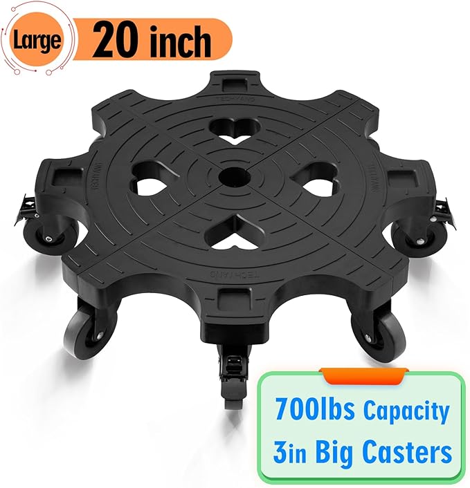 20 Inch Plant Caddy with Wheels 700lbs Heavy Duty Outdoor,Indoor Rolling Plant Stand with 3inch Casters Black Heart Shaped Plant Dolly Large Potted Planter Cart for Big Flowerpots Plants Pots