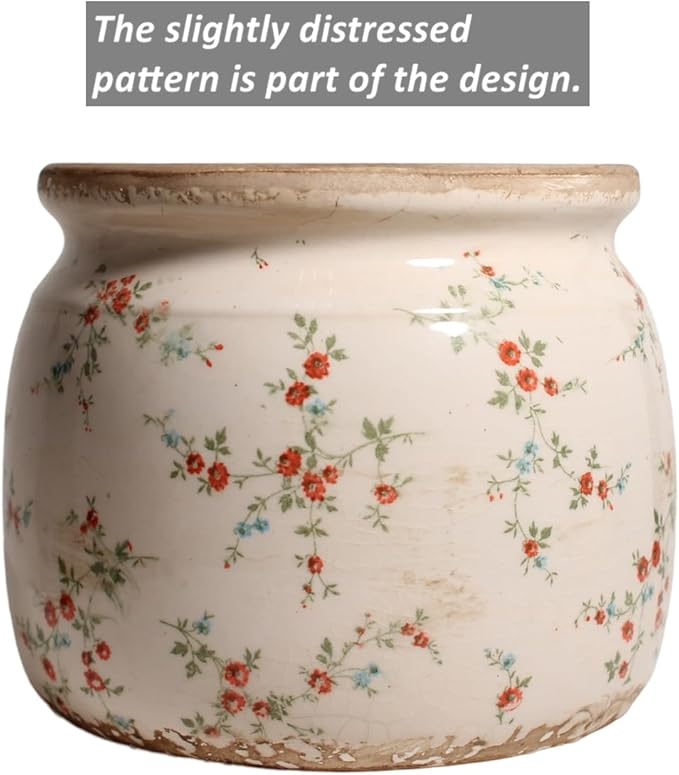 Ceramic Planters for Indoor Plants, Plant Pots with Drainage Hole, 6.29in. Flower Pots for Indoor Plants, Planters & Succulent Pots, Crackle Glaze Finish Plant Pots Indoor, Tiny Red