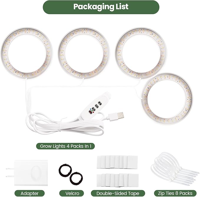 Mosthink 6.3" Ceiling Grow Lights for Indoor Plants, 288 LEDs Plant Light Full Spectrum, Under Cabinet Growing Lamp with Auto Timer, 10 Dimmable Levels, 3 Modes with Transparent Cover,Corded