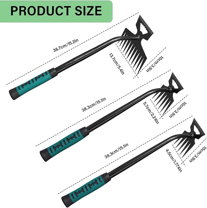 3 Pcs Weed Puller Tool Gardening Hand Weeder Tools, 5/6/11 Teeth Portable Weeder Tool Weeding Tool Dual Purpose Weed Puller, for Yard Farm Garden Cultivating Weeding Planting