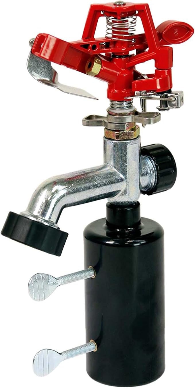 Chapin 4984: T-Post Impact Sprinkler, 360 Degree Automatic Impact Sprinkler with Yard Spike for Small Gardens and Lawns, Up to 85ft Coverage Area, Lawn Sprinkler, Small Area Yards and Garden Watering