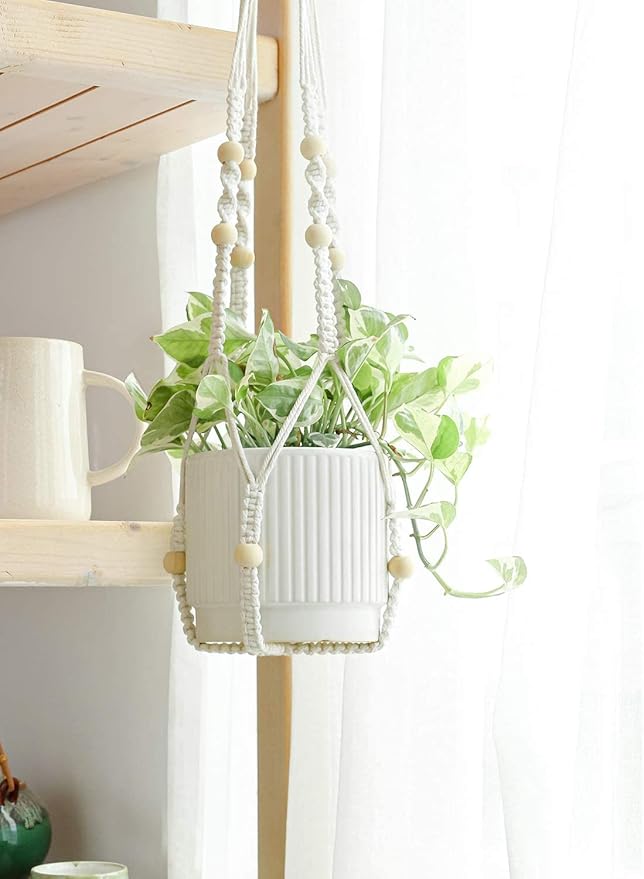 LE TAUCI Ceramic Plant Pots with Drainage Holes, Set of 3, 8+6.7+5.5 Inch Stripe Garden Planter Pots for Outdoor Indoor Plants Flower, Round Succulent Orchid Flower Pot, Small to Large Size, White