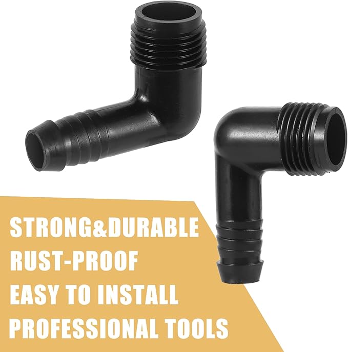 10pc Drip Irrigation Adapter 1/2"X1/2" 90-Degree Elbow NPT Male Pipe Fitting (1/2 male to 1/2 tubing)