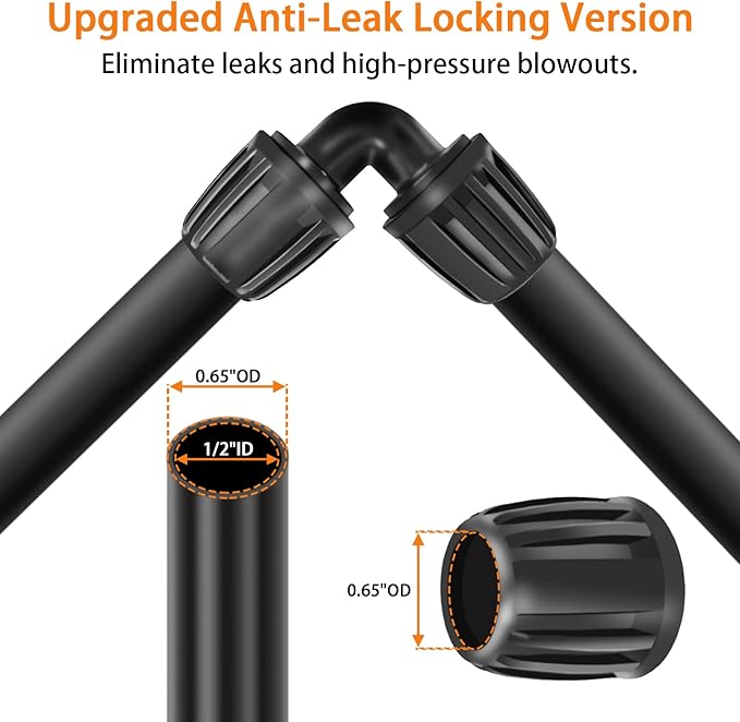 1/2 inch Drip Irrigation Fittings, 1/2'' Drip Line Locked Barbed Elbow Connectors fit Most Rain Bird, Orbit, Dig,Toro 1/2" Drip Irrigation Tubing (1/2" ID x 0.640" OD) 90 Degree - Pack of 10