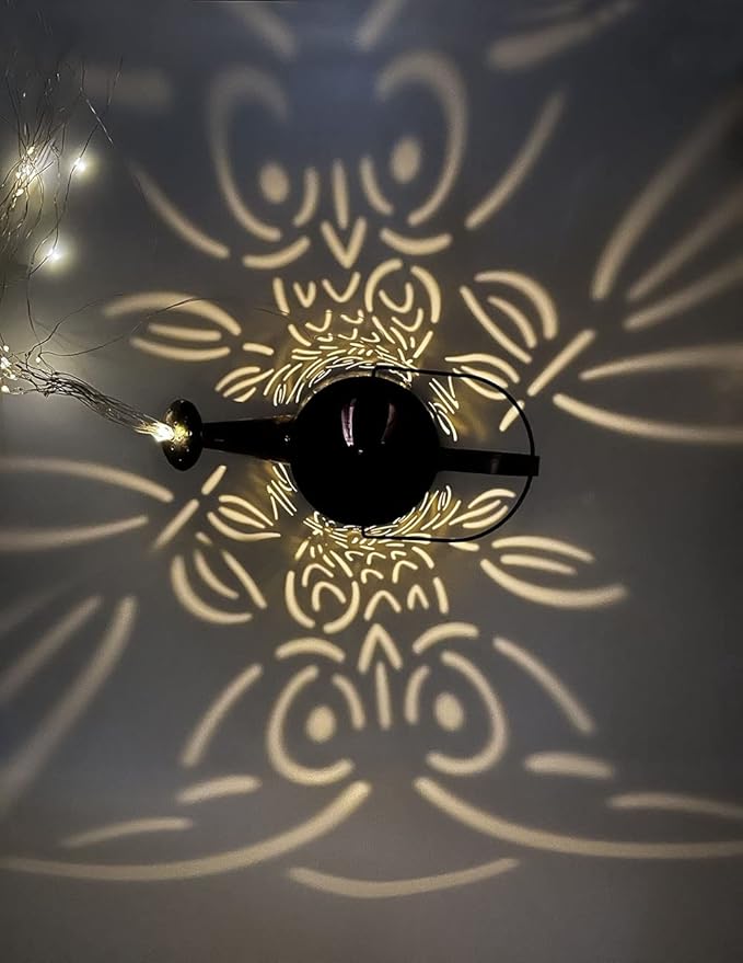 Solar Watering Can with Cascading Lights - Large Waterfall Lights Garden Decor, Owl Shape Solar Hanging Lantern Outdoor Waterproof , 96 LEDs String Light Flashing for Patio,Lawn,Garden,Pathway