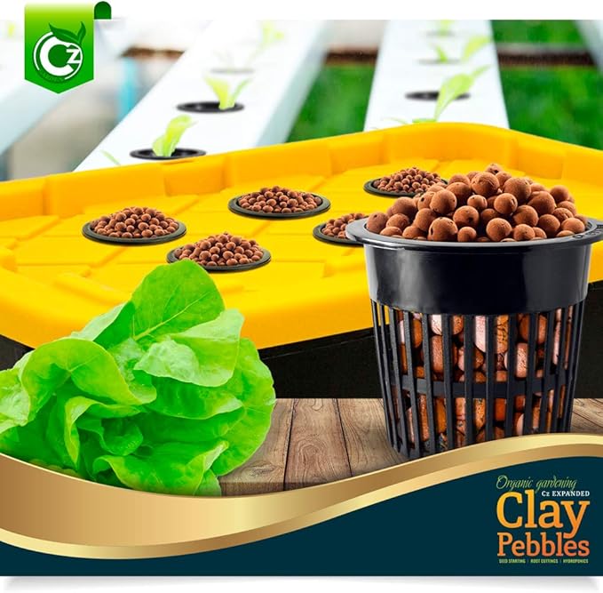 Expanded Clay Pebbles Grow Media for Orchids, NFT DWC Hydroponics, Aquaponics, Aquaculture LECA Plant Garden Soil Conditioner Amendment Ceramsite Aggregate (4 LB Cz Expanded Clay Pellets)