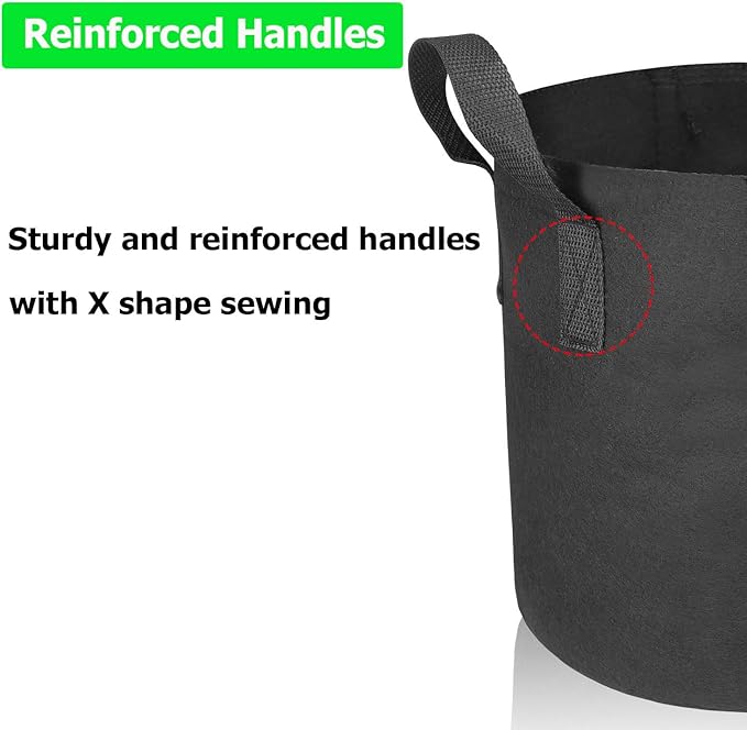 20-Pack 5 Gallon Grow Bags, Heavy Duty Aeration Fabric Pots with Handles,300G Thickened Nonwoven Pots for Plants/Vegetables/Flowers