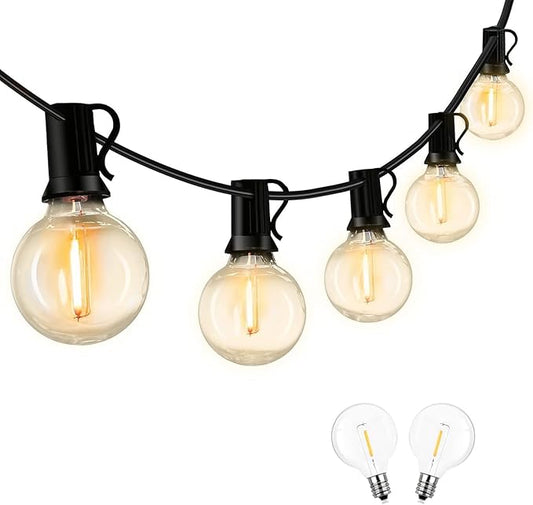 25FT LED Globe String Lights,Waterproof Hanging String Light with 15 Warm White Shatterproof G40 Bulbs(1 Spare), for Indoor/Outdoor Commercial Decor (25FT)