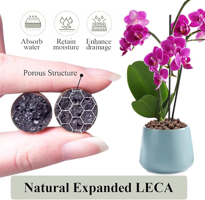 Clay Pebbles for Plants, 8mm-12mm Expanded LECA Balls Plant Garden Soil, Hydroponic, Aquaponics, Natural Leca Balls for Soil Root Development, Orchid Potting Mix, 5lb