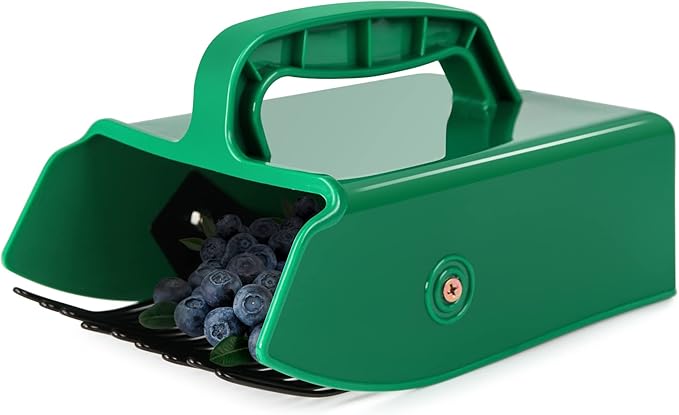 Easier Berry Picker Scoop Blue Berry Picking Rake with Metal Comb and Ergonomic Handle, Huckleberry Picker Harvesting Tool, Green