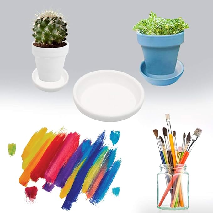 24pcs Terra Cotta Saucer, 3.2-inch Small Mini Clay Pots Tray, Suitable for 3inch, 2.5inch, 2inch Succulents Nursery Pots(White)