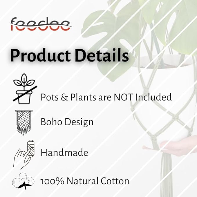 Macrame Plant Hangers Indoor Macrame Hanging Planters for Indoor Plants - 6 Pack Hanging Plant Holders Indoor Hanging, Macromay Plant Hangers for Indoor Plant Hanger, Boho & Home Decor (Green)