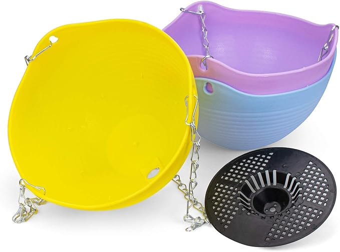 Foraineam Set of 7 Colors Self-Watering Hanging Planter Indoor Outdoor Garden Flower Plant Pot Container with Drainer and Hanging Chain
