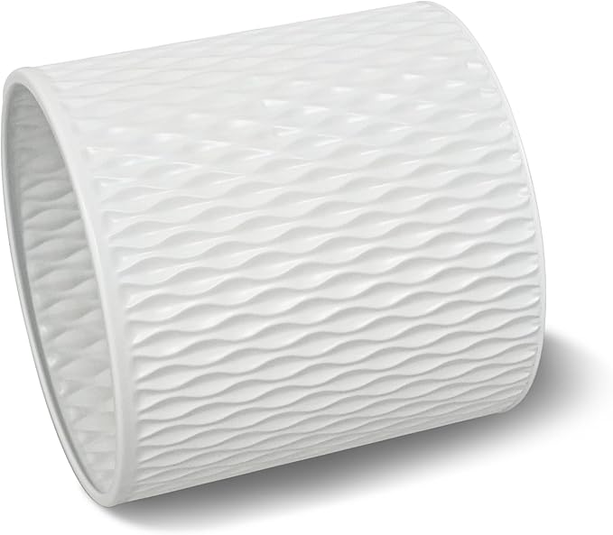 ARNIS Plants Pots with Stand, Set of 2 Planters, Unique Mid Century Decorative Metal Flower Pots with Drainage, 10.5 & 12.25 Inch, White and Gold