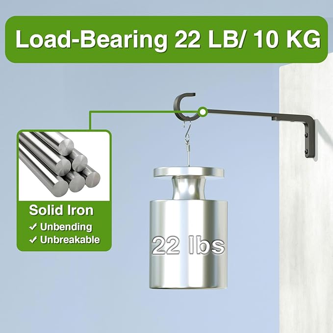 12 Inch Black Heavy Duty Outdoor Plant Hangers for Hanging Baskets, Iron Hanging Plant Brackets for Hanging Plants Outside, Metal Plant Hooks Plant Wall Hooks for Hanging Lantern, Bird Feeder (2 pcs)