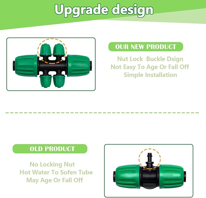 12 Pack 1/2 Inch To 1/4 Inch Drip Irrigation Fittings (1/2" ID x 0.65" OD), Drip Line Irrigation Locked Barbed 1/2" To 1/4" Adapter Anti Leak Irrigation System 1/2 In. To 1/4 In. Reducing Tee