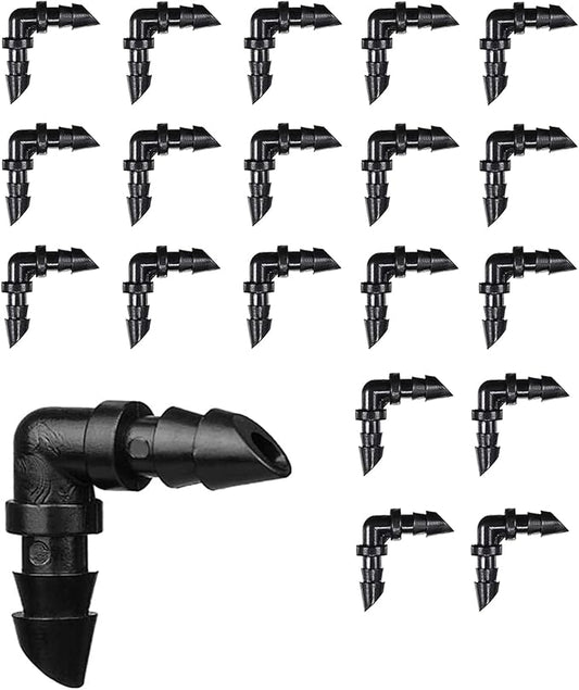 BEADNOVA Drip Irrigation Parts 20 Pcs 1/4 Inch Barbed Elbow Couplings Drip Irrigation Fittings Drip Line Connectors for 1/4 Inch Irrigation Tubing Garden Watering System (20pcs)