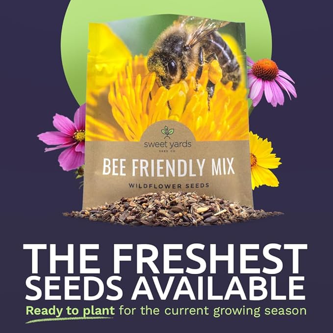 Bee Friendly Wildflower Seed Mix - Bulk 1 Ounce Packet - Over 7,500 Open Pollinated Seeds - Save The Bees!