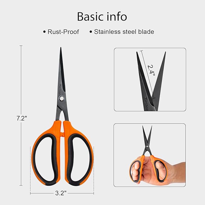 GROWNEER 6 Packs Trimming Scissors Teflon Coated Non Stick Blades Pruning Shears Gardening Hand Pruning Snips with Straight Stainless Steel Precision Blade