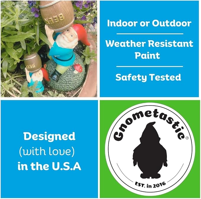 Gnometastic Middle Finger Gnome, 8.45in Tall - The Original Double Bird Garden Gnome Statue - Outdoor Funny Gnome Decoration and Lawn Ornament