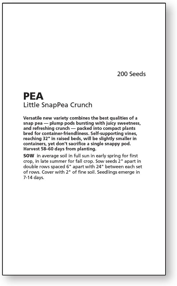 Burpee Little SnapPea Pea Seeds 200 seeds