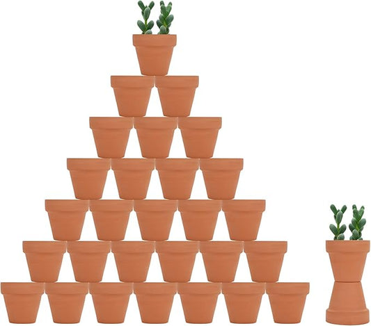 32pcs Small Mini 2" Terracotta Pot Clay Ceramic Pottery Planter, Cactus Flower Nursery Terra Cotta Pots, with Drainage Hole, for Indoor/Outdoor Succulent Plants, Crafts, Wedding Favor