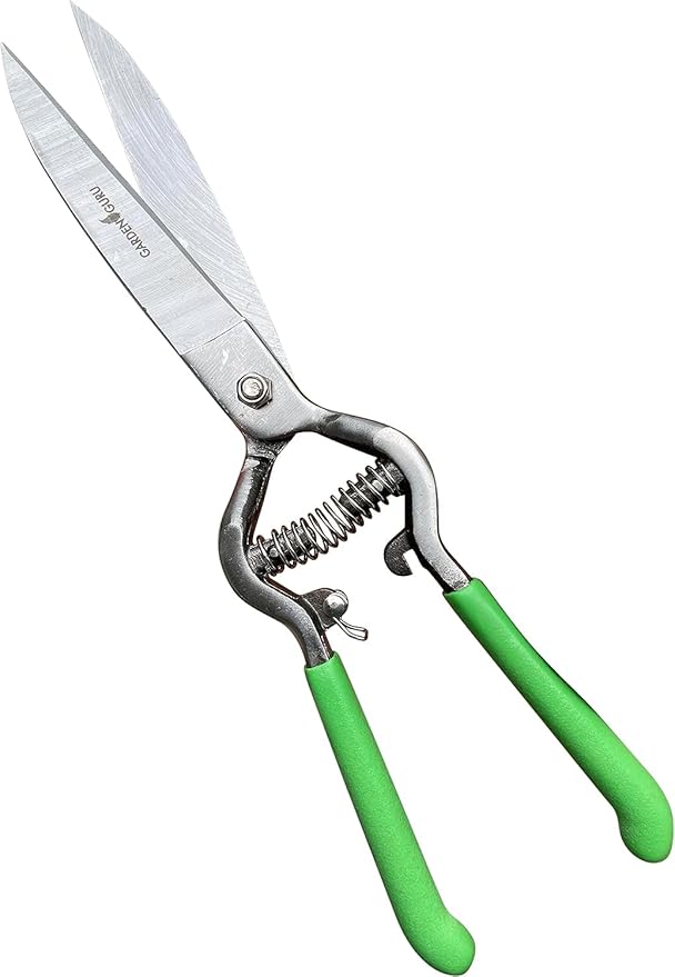 GARDEN GURU Hand Grass Clipper Scissors – Classic Forged Steel Grass Shears Pruners – Comfort Grip Handles – Perfect for Hand Edging Lawn, Trimming Shrubs & Flowers, Gardening, Landscaping