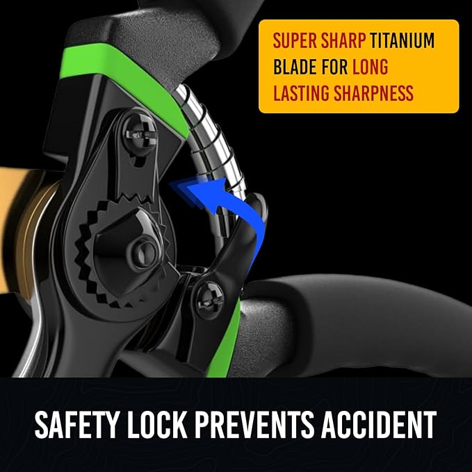 GrowIt 8.5" Professional Titanium Bypass Pruning Shears (T13) - Christmas Stocking Stuffers for Men Women - Super Sharp Premium Garden Shears Clippers Pruners - Garden Scissors Heavy Duty Tool