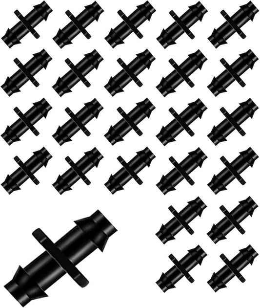 BEADNOVA Drip Irrigation Parts 60 Pcs 1/4 Inch Barbed Straight Couplings Drip Irrigation Fittings Drip Line Connectors for 1/4 Inch Irrigation Tubing Garden Watering System (60pcs)