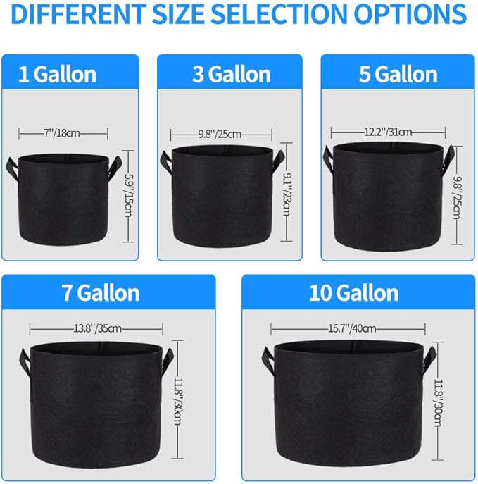 ANGELIOX 6 Pack 5 Gallon Plant Grow Bag,Aeration Nonwoven Fabric Pots Thickened Container with Sturdy Reinforced Handles, Indoor & Outdoor Grow Containers for Vegetables & Fruits