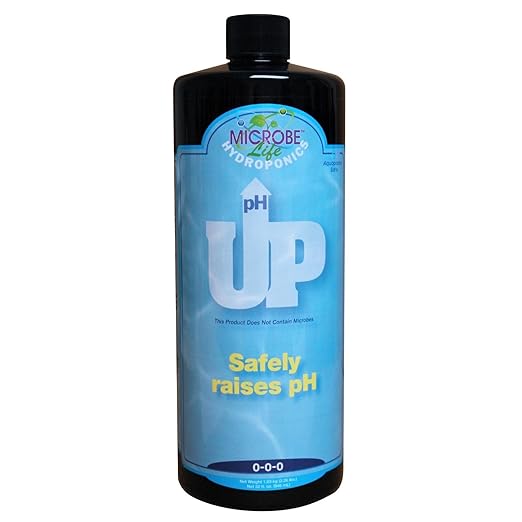 Microbe Life Hydroponics pH Up pH Control Liquid, Premium Buffering for pH Stability, Increases pH Levels, Use with Any Feeding Systems Including Hydroponics or Soil, 32 Ounces