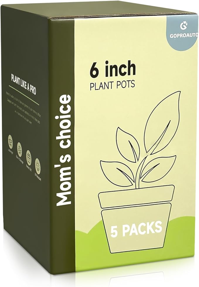 6 Inch Indoor Planter Pots with Drainage Hole and Tray Saucer,Flower Pots for Indoor Outdoor Garden Plants and Flowers, Multicolor, 5 Packs