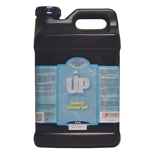 Microbe Life Hydroponics pH Up pH Control Liquid, Premium Buffering for pH Stability, Increases pH Levels, Use with Any Feeding Systems Including Hydroponics or Soil, 2.5 Gallons