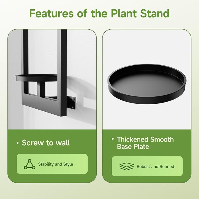 Picture Frame Wall Plant Holder, Metal Window Plant Shelves Plant Holder for Indoor Plants, Hanging Wall Planters Wall-Mounted Plant for Home, Office, and Garden (Black, 2PCS)