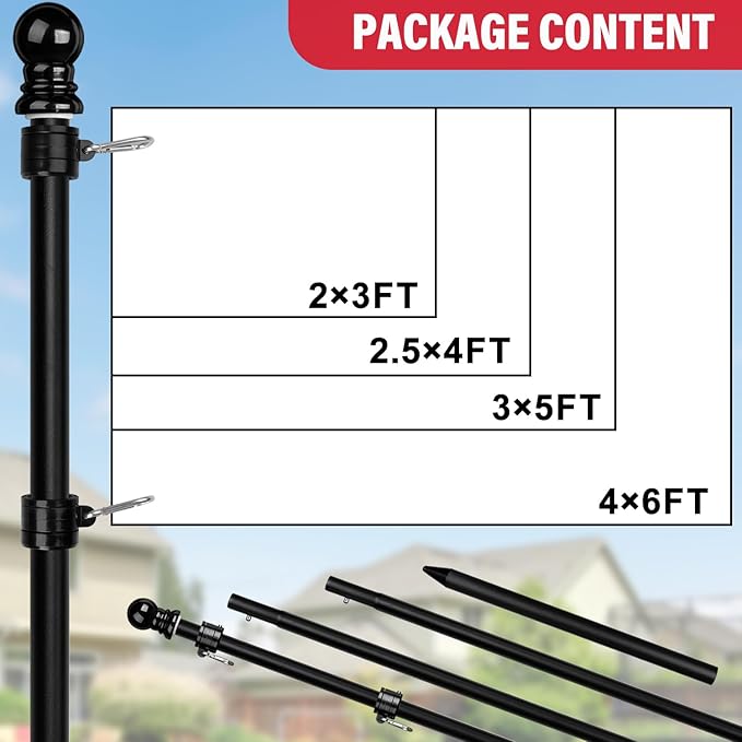 XIFAN Flag Pole Kit for Outside, 10 FT Heavy Duty Flagpole for Outdoor House in Ground, with Ground Spike for Garden Yard, Residential or Commercial