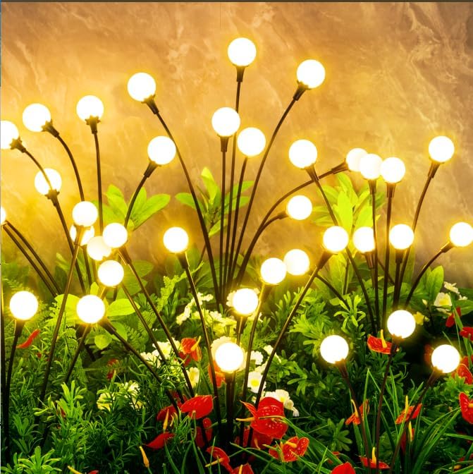 Solar Lights Outdoor Waterproof, 8 Packs 64LED, Solar Garden Lights, Patio Lights, Garden Decor, Patio Decor, Firefly Lights Solar Outdoor, Unique Gifts for Women, Gifts for Grandma