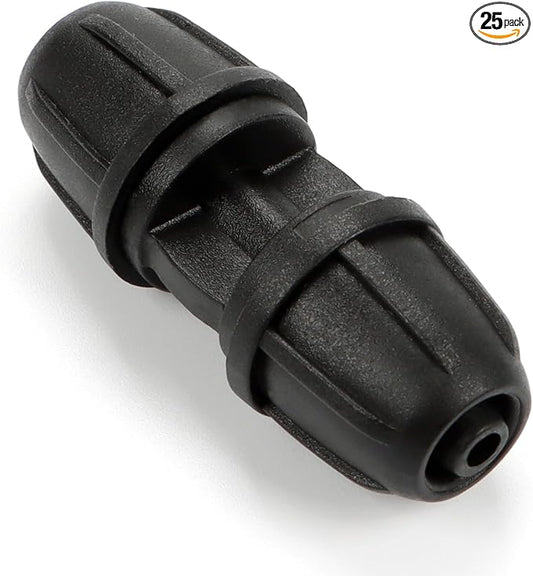 1/4 Inch Drip Irrigation Anti-leak Coupling Fittings, 25 Pieces 1/4'' Drip Line Barbed Locked Coupler Connectors for 1/4 Inch Irrigation Tubing for Garden Drip Systems