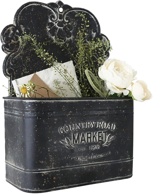 All Chic Black Wall Planter Metal Wall Planter Outdoor Wall Planter Wall Hanging Planter Rustic Wall Mount Planter Outdoor Indoor Wall Planter for Farmhouse Decor