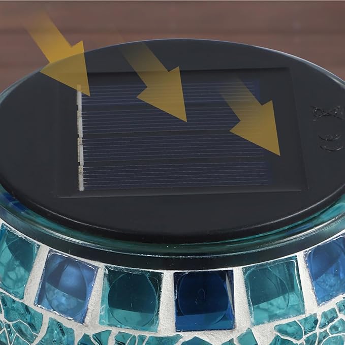 Uonlytech 3Pcs Mosaic Ball Garden Lights Outdoor Mosaic Lawn Lamps Solar Lights Glass Globe Powered Color Changing Solar Lamps Outdoor Indoor Decorations Garden Patio Yard Pathway (Blue)