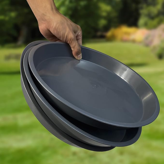 6 Pack Plant Saucer 4 6 8 10 12 14 16 18 20 22 Inch Plastic Plant Tray, Sturdy and Durable Flower Pot Container Accessories Plant Pot Saucers for Indoor and Outdoor (8 Inch, Gray)