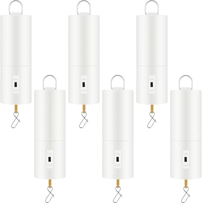 Therwen 6 Pcs Ornament Spinner Battery Operated Wind Spinner Motor Rotator Disco Ball Motor Outdoor Hanging Ornament for Halloween Mardi Gras Decoration, No Battery(White)