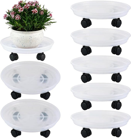 8 Packs Plant Caddy with Wheels 11.8" Plastic Rolling Plant Stands Heavy-Duty Plant Dolly with Casters Indoor Outdoor Wheeled Plant Roller Base Large Planter Saucers Plant Mover