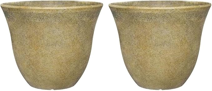 Classic Home and Garden Honeysuckle Resin Flower Pot Planter, Fossil Stone, 15" (Pack of 2)
