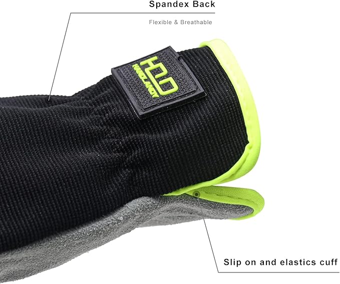 HANDLANDY Men Leather Gardening Gloves, Utility Work Gloves for Mechanics, Construction, Driver, Dexterity Breathable Design