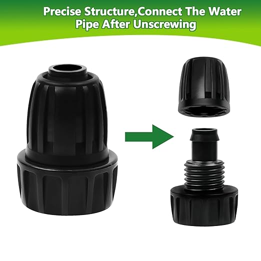 8 Pcs 3/4 in. Female Pipe Thread to 1/2 in. Drip Tubing Adapter, 3/4 Inch Faucet PVC Adapter Connect 3/4" FHT Faucet for 1/2" Drip Line, 3/4" to 1/2" Drip Irrigation Faucet Hose Adapter