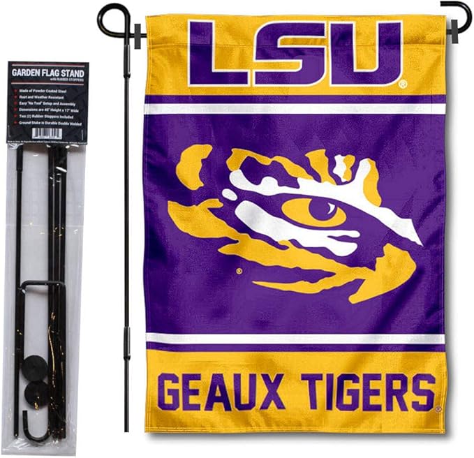 College Flags & Banners Co. Louisiana State LSU Tigers Garden Flag with Stand Holder