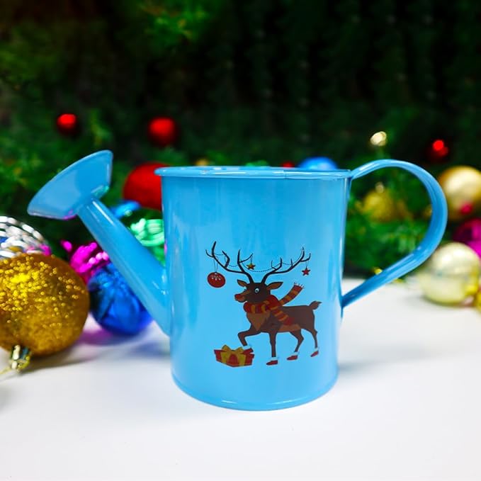 Metal Small Watering Can for Outdoor and Indoor Plants, Watering Can Decor, 500ML (Small Blue)