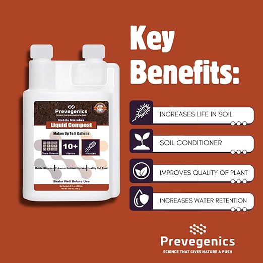 Liquid Compost | (8 fl. oz.) | Worm Tea with Trace Minerals, Vitamins, and Aerobic Microbes | Improves Soil Health, Mobile Microbes, and Enhance Nutrient Uptake